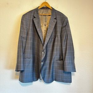 PETER MILLAR wool check blazer gray blue black size 56T